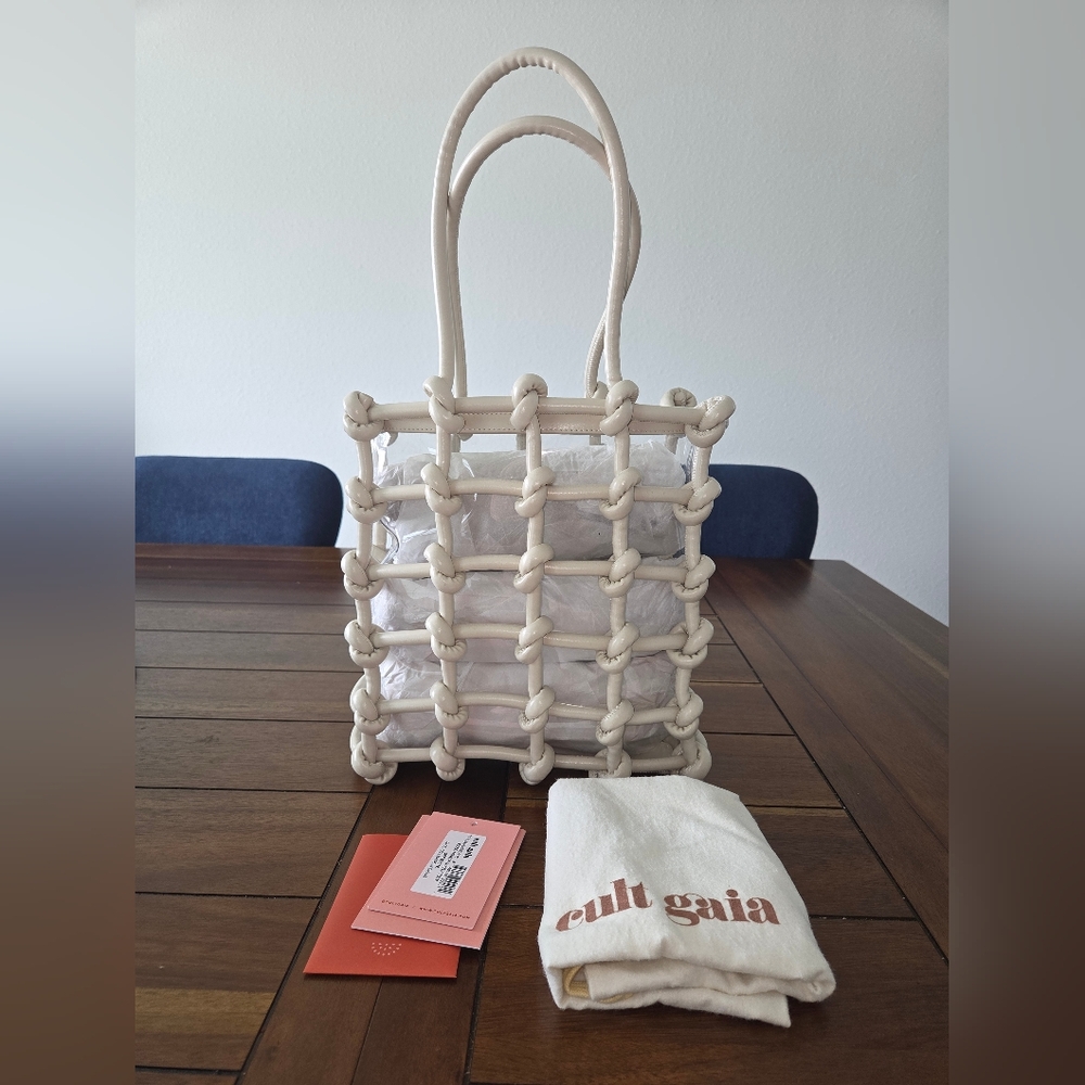 Cult Gaia Beige Knotted Tote Bag